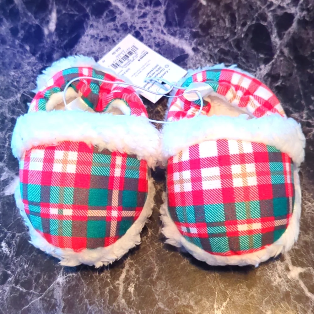JAMMIES for FAMILIES Baby Plaid Scruff Slippers 6-9M